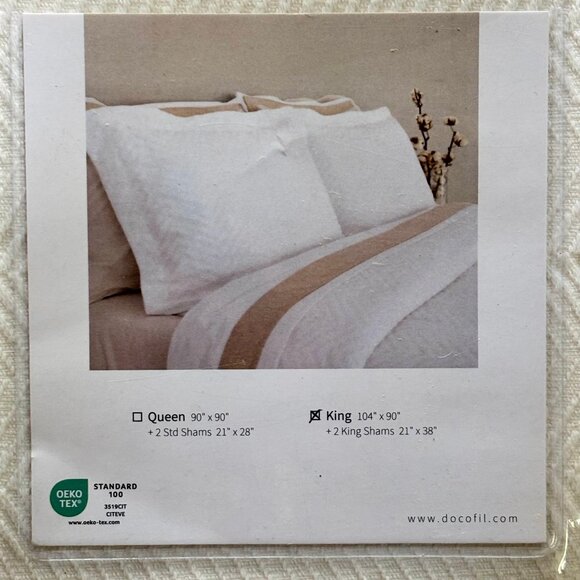 3-pc DOCOFIL Portugal Cotton Chevron King Size Cotton Duvet Cover (Creamy White) - Picture 6 of 8